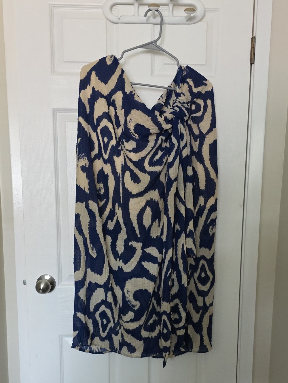 Cider Navy and Cream Abstract Print Dress
